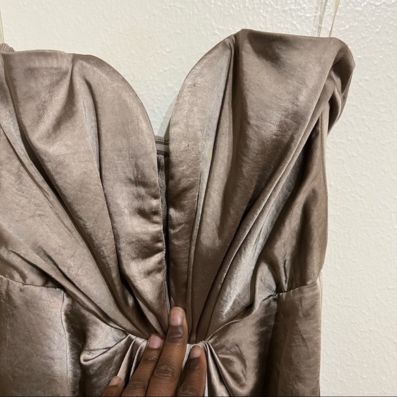 HOUSE OF CB 'SIGOURNEY' MINK SATIN DRAPED FRONT MAXI DRESS - Picture 2 of 6